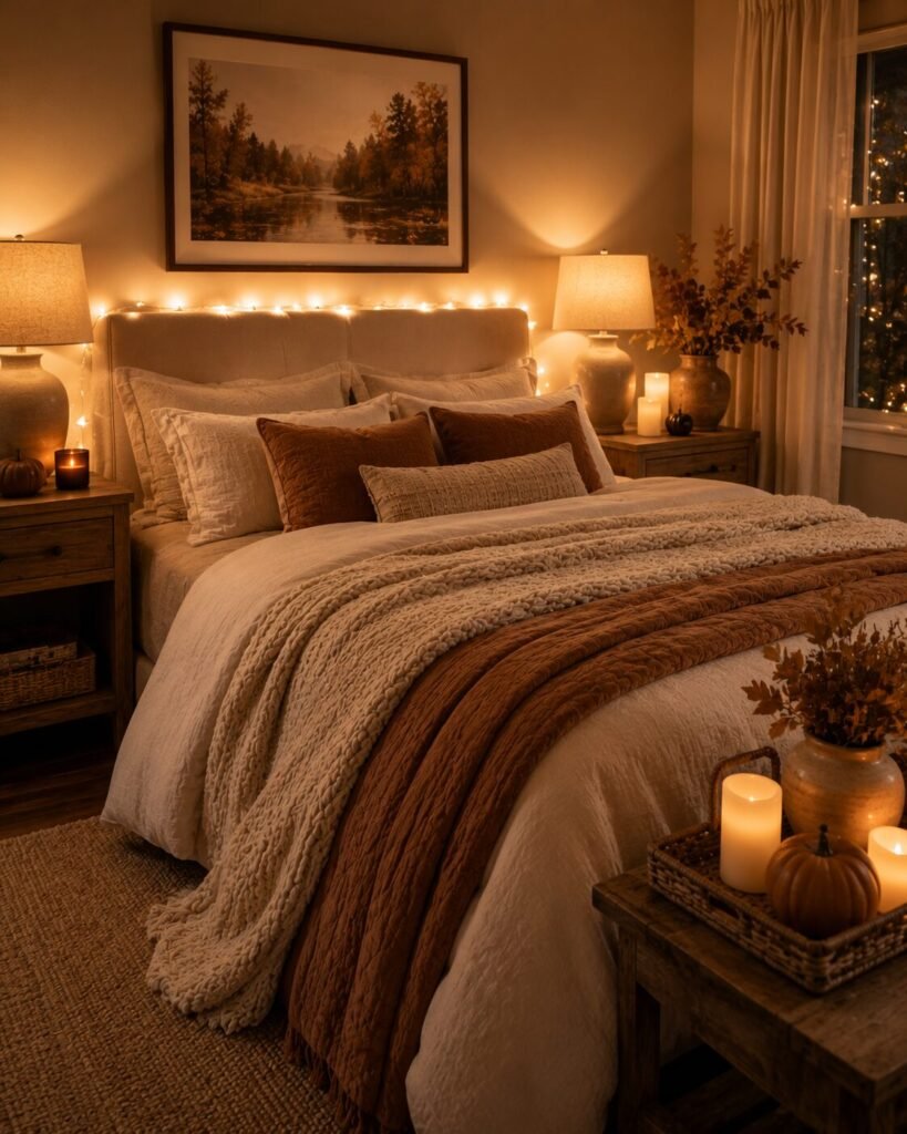 Fall bedroom decor ideas 5 Fall bedroom decor ideas with cozy lighting