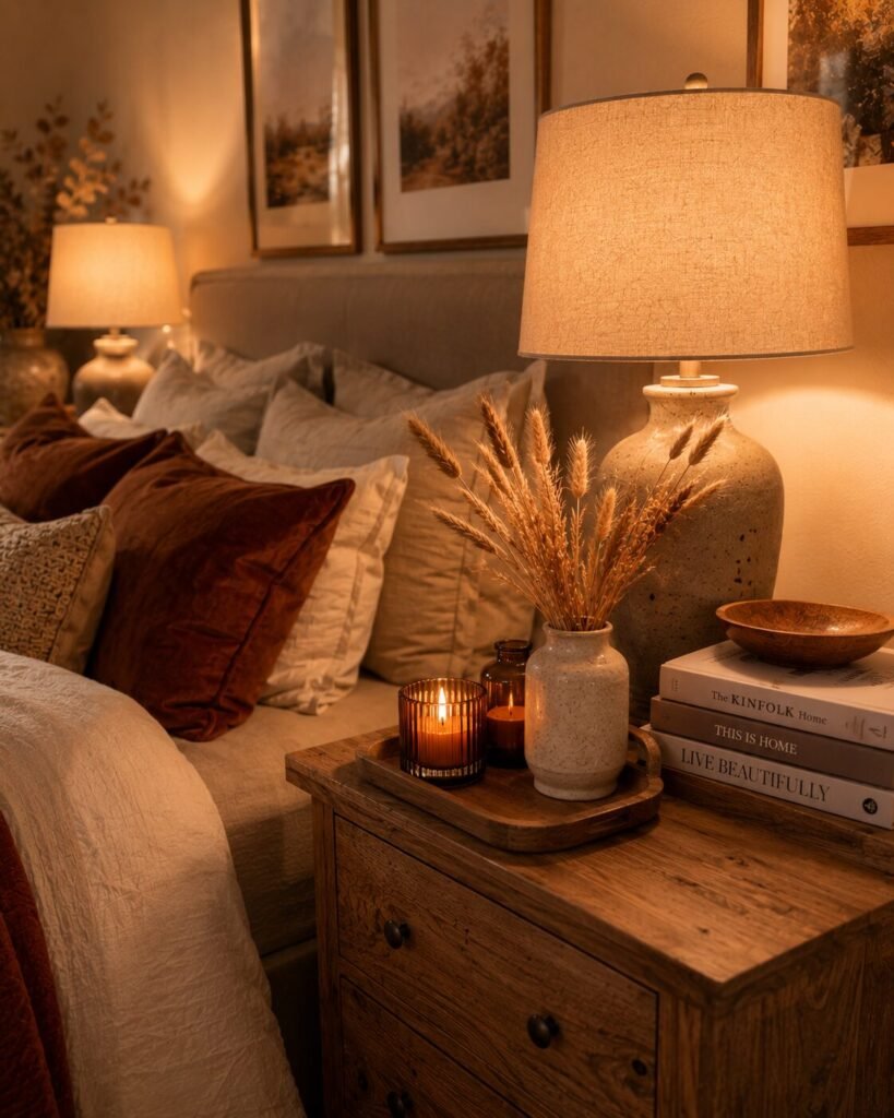 Fall bedroom decor ideas 8 Fall bedroom decor ideas nightstand styling