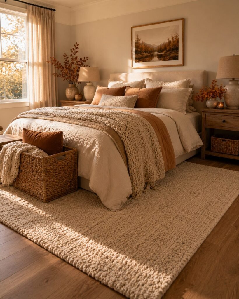 Fall bedroom decor ideas 10 Fall bedroom decor ideas cozy rug