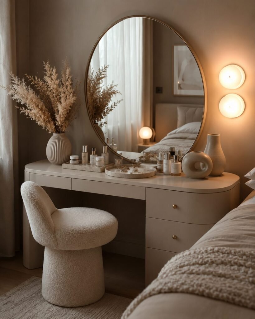 30 vanity setup ideas curved mirror