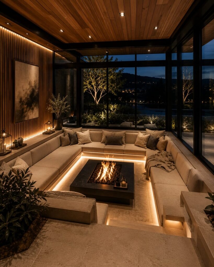 Jaw dropping enclosed porch ideas conversation pit