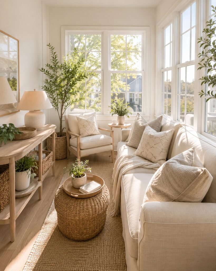 Small sunroom decorating ideas with neutrals