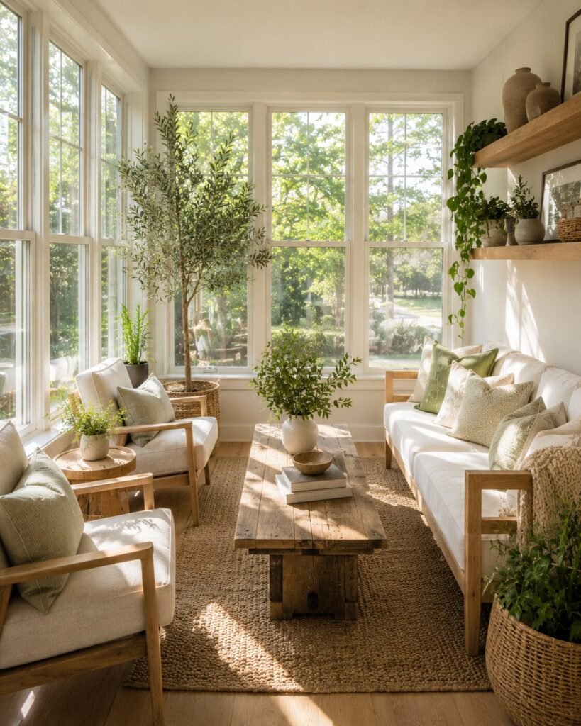 Small sunroom decorating ideas wood accents