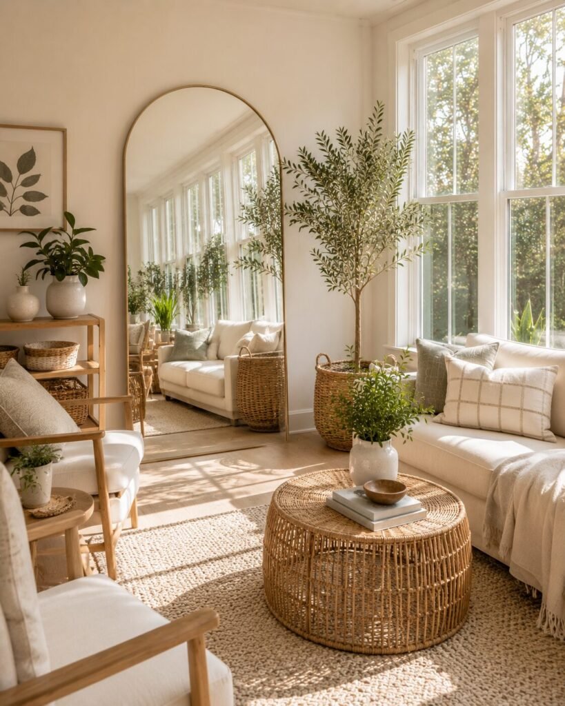 Small sunroom decorating ideas with mirror