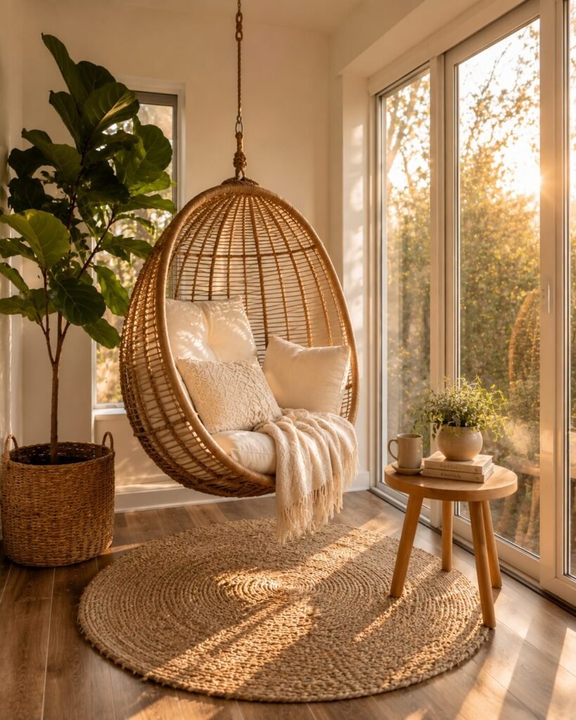 Small sunroom decorating ideas hanging chair