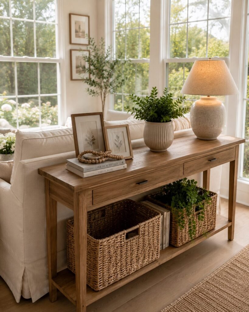 Small sunroom decorating ideas console table