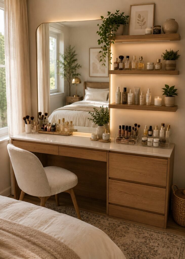 30 vanity setup ideas open shelves