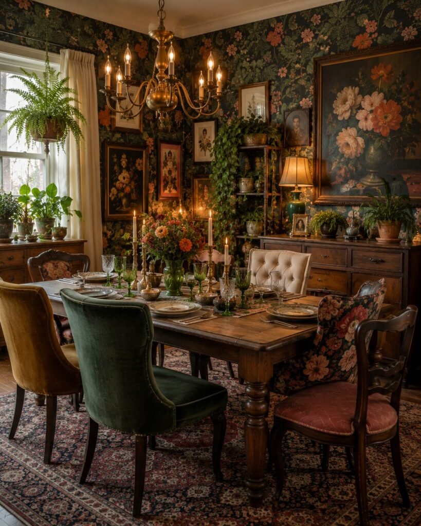 Cozy eclectic home ideas 17 Cozy eclectic home ideas patterned wallpaper