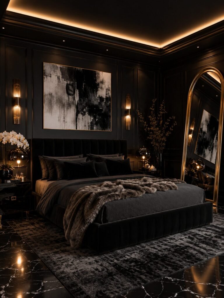 Matte black baddie room aesthetic