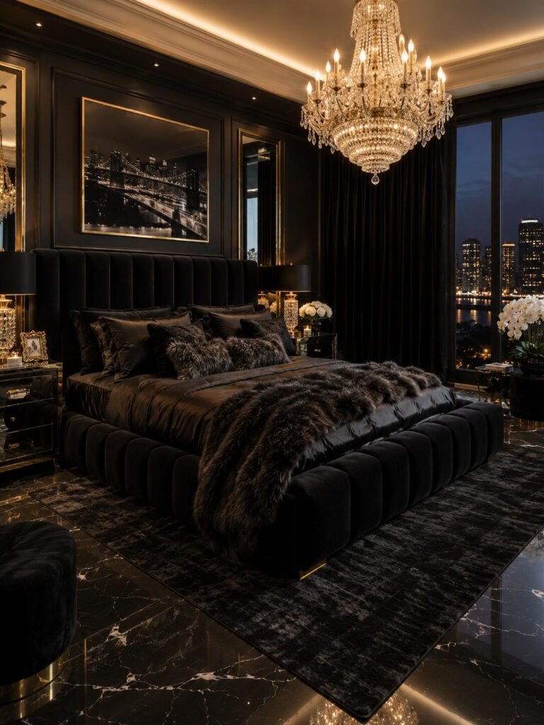 Black velvet baddie room aesthetic