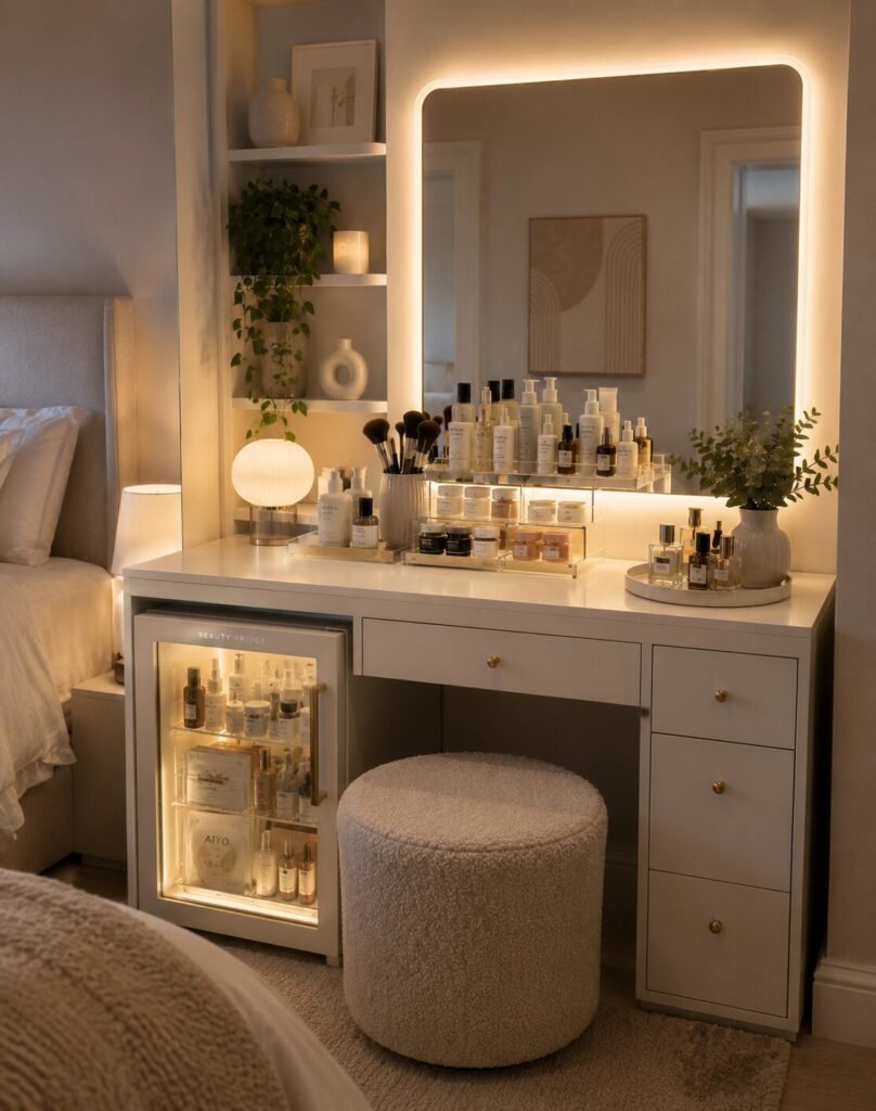 30 vanity setup ideas beauty fridge