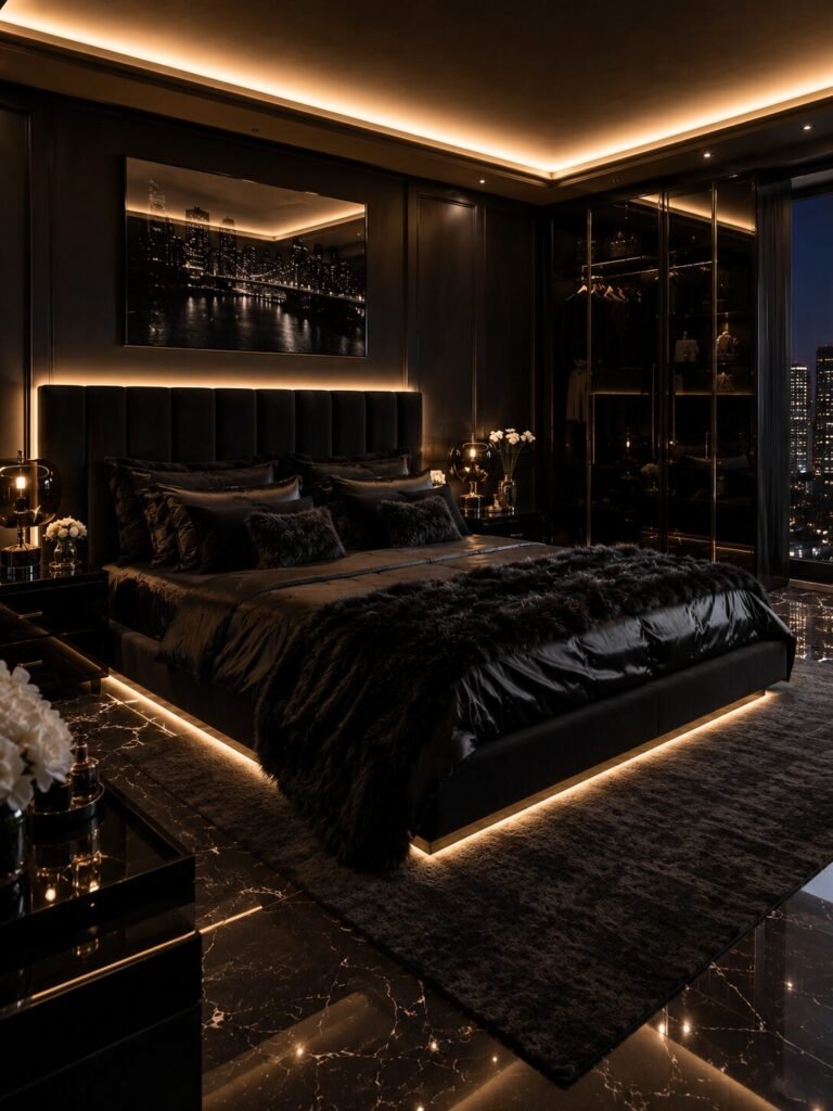 LED baddie room aesthetic black