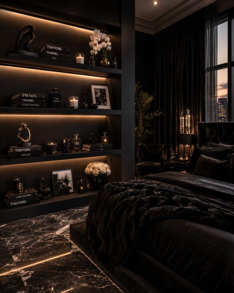 Shelf baddie room aesthetic black