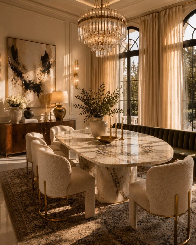 Dining room decoration ideas luxury textures