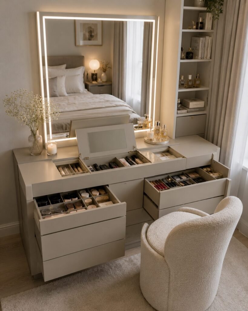 30 vanity setup ideas hidden storage