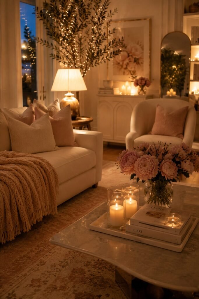 Warm cozy girly apartment ideas lighting