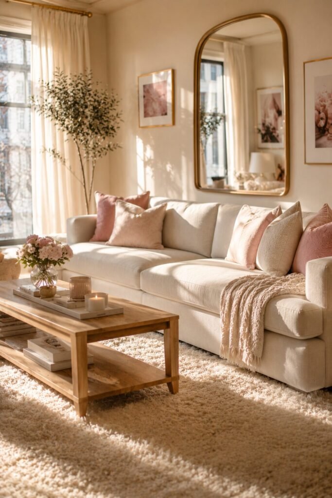 Plush cozy girly apartment ideas rug