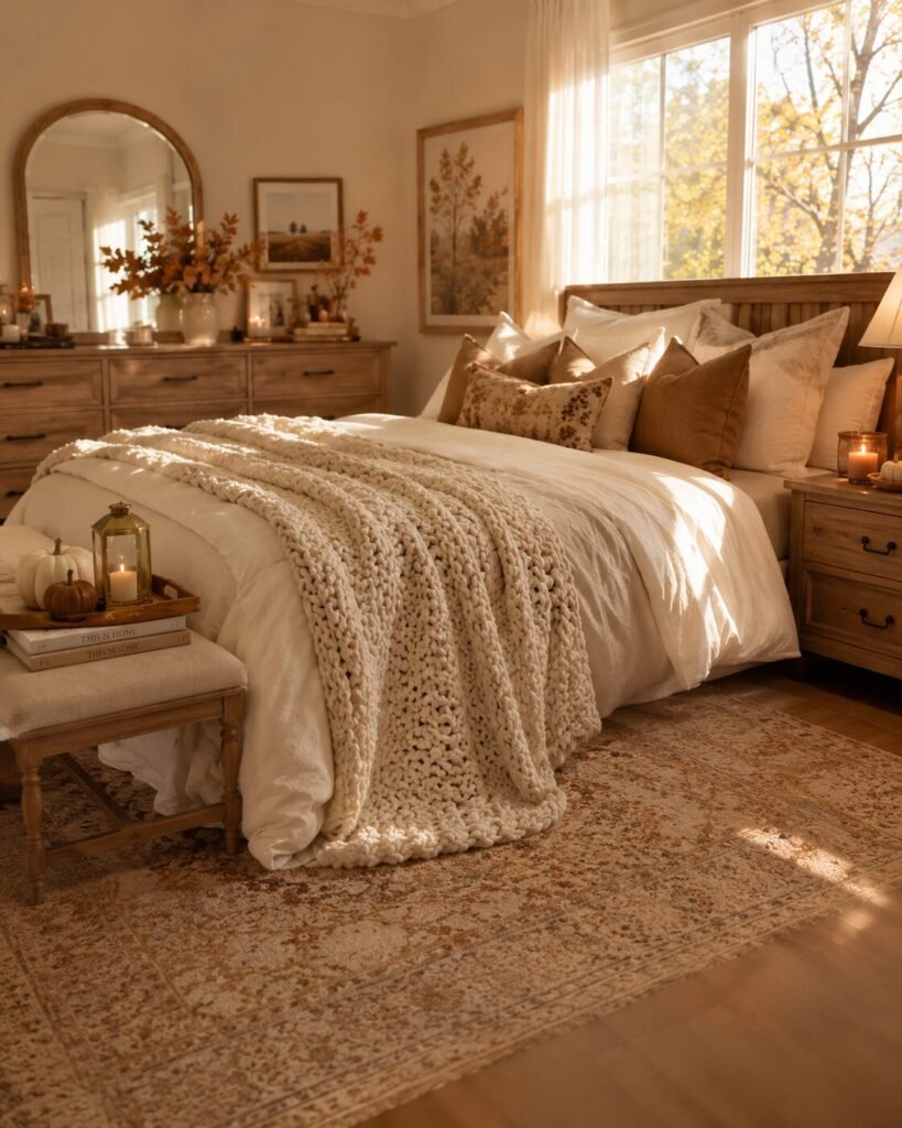 15 fall bedding ideas knit blanket