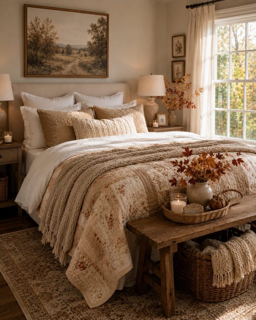 15 fall bedding ideas layered quilt