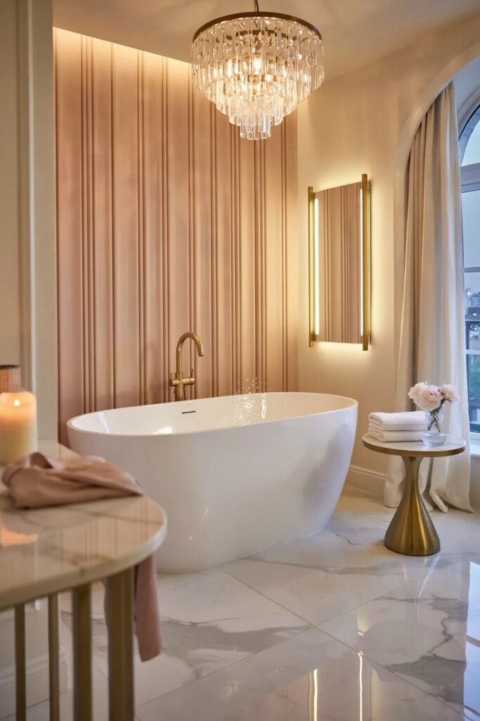 luxury pink bathroom aesthetic 6 Luxury pink bathroom aesthetic chandelier