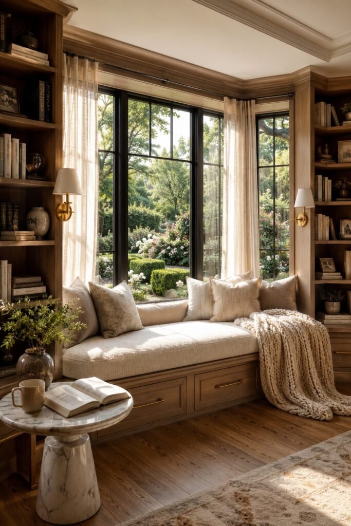 Window reading nook ideas 2 Bay window reading nook ideas library