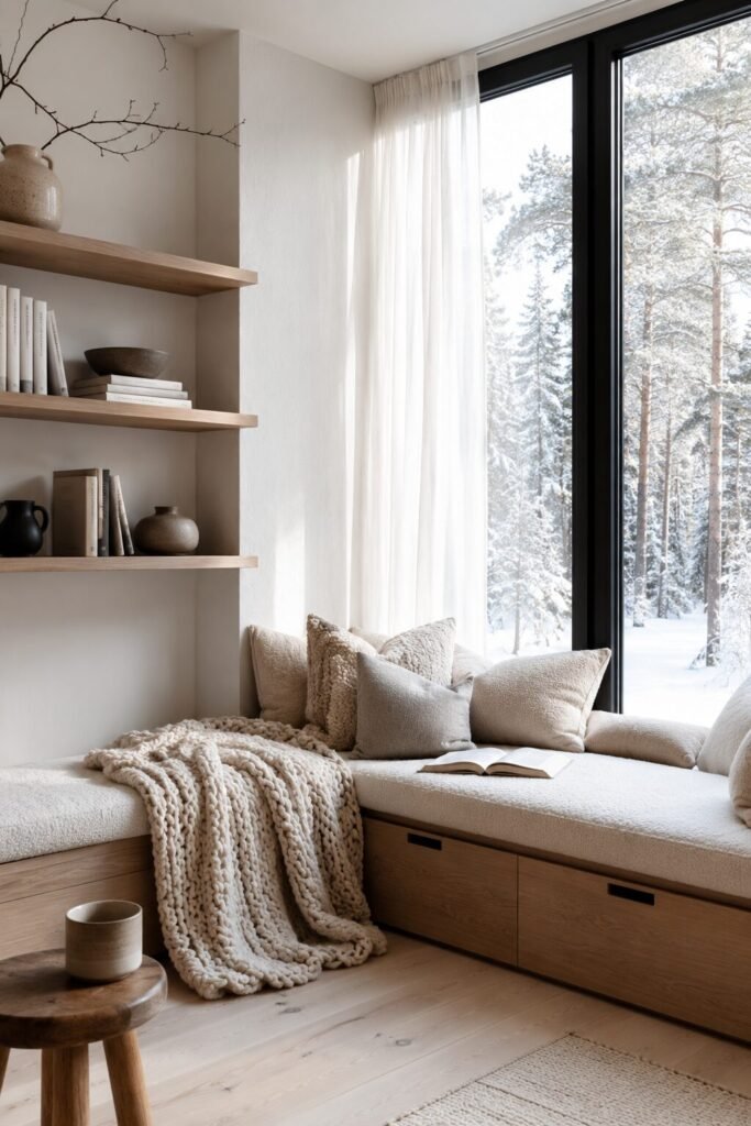 Window reading nook ideas 3 Scandinavian window reading nook ideas