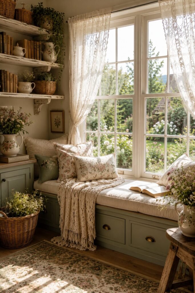 Window reading nook ideas 7 Cottagecore window reading nook ideas
