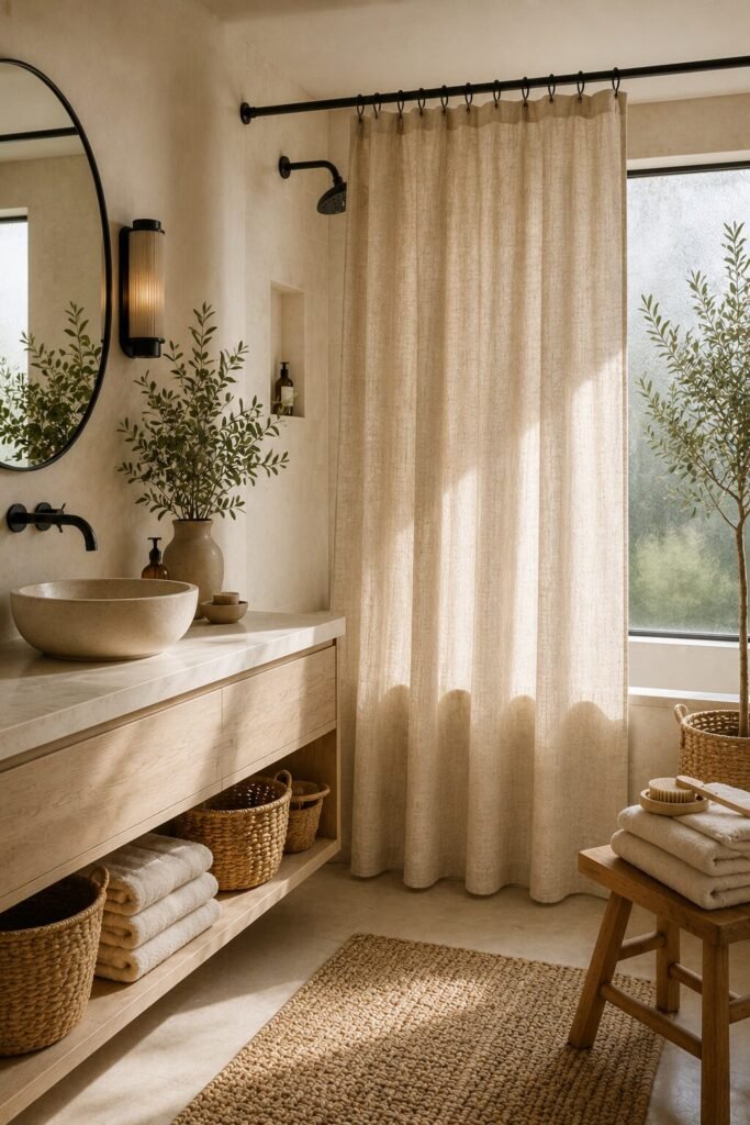 Beautiful shower curtain design 3 Beautiful shower curtain design with linen texture