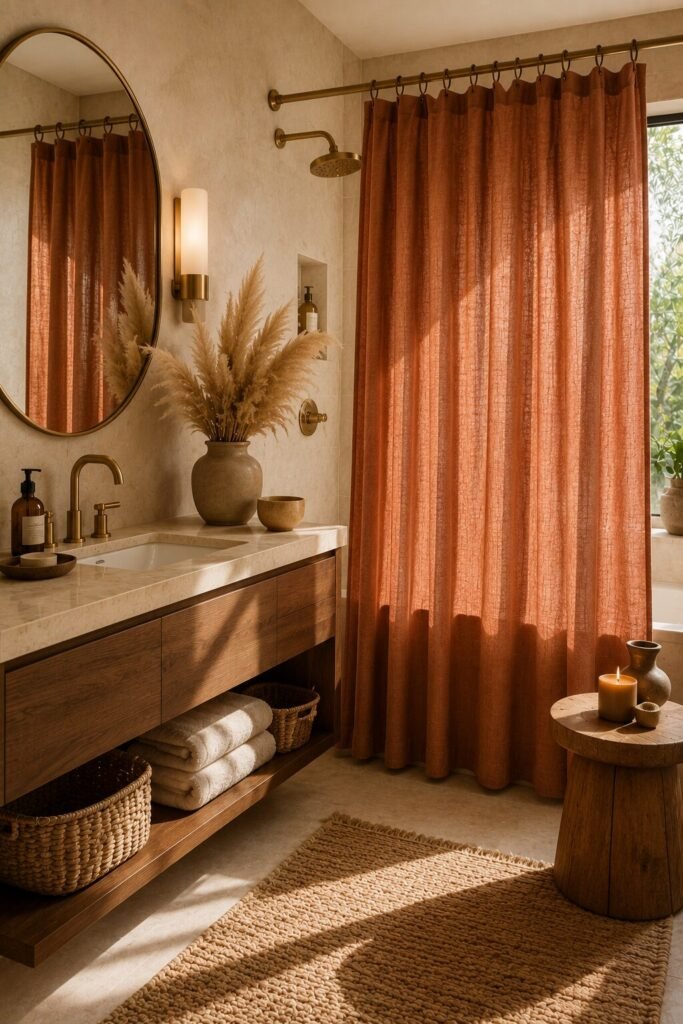 Beautiful shower curtain design 6 Beautiful shower curtain design in earth tones