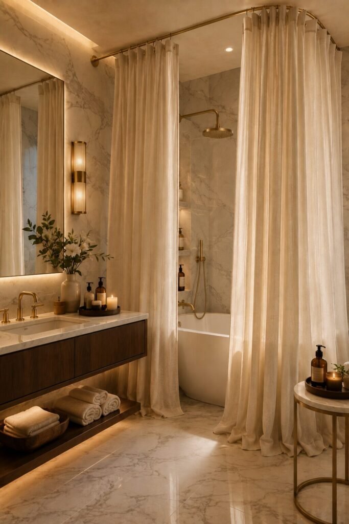 Beautiful shower curtain design 5 Beautiful shower curtain design with tall curtains