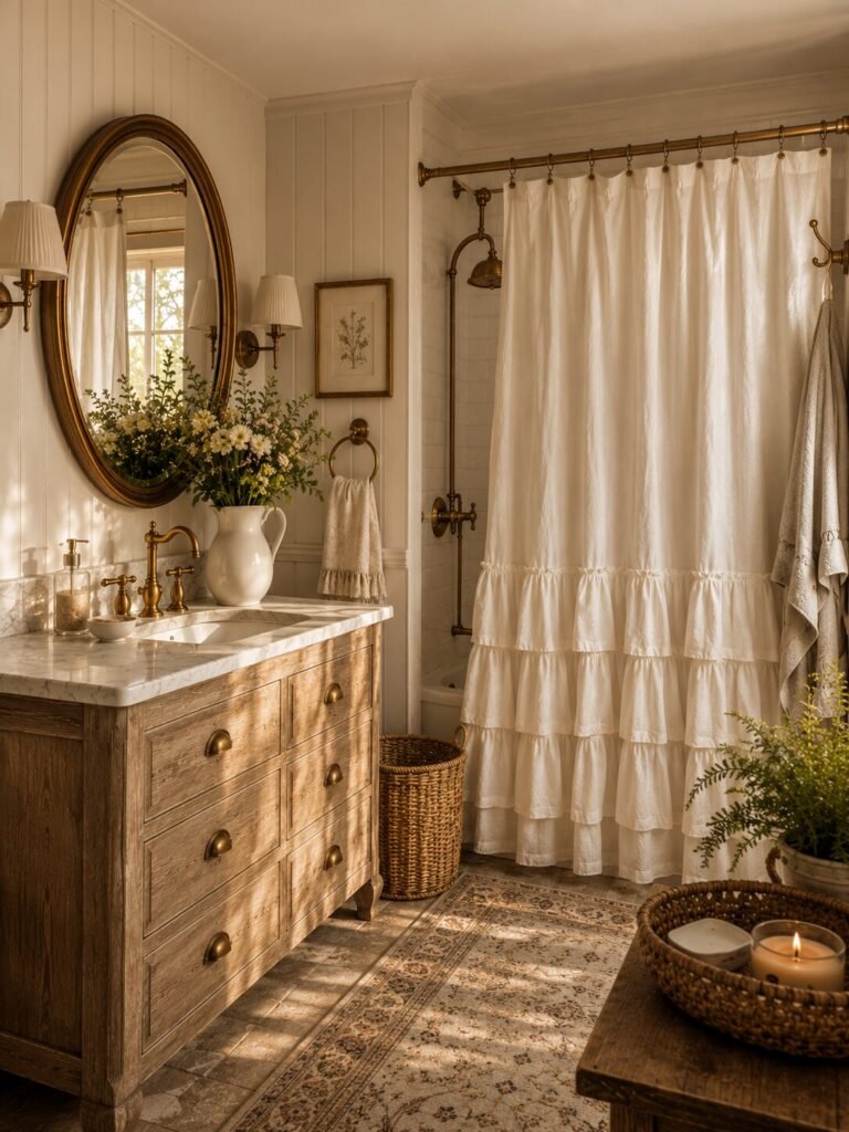 Beautiful shower curtain design 8 Beautiful shower curtain design with ruffles