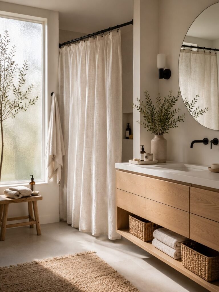 Beautiful shower curtain design 12 Beautiful shower curtain design in Scandinavian style
