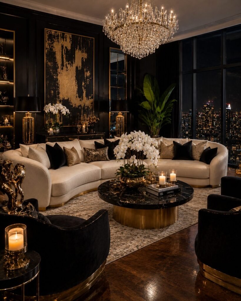 27 apartment room ideas 8 Black gold 27 apartment room ideas