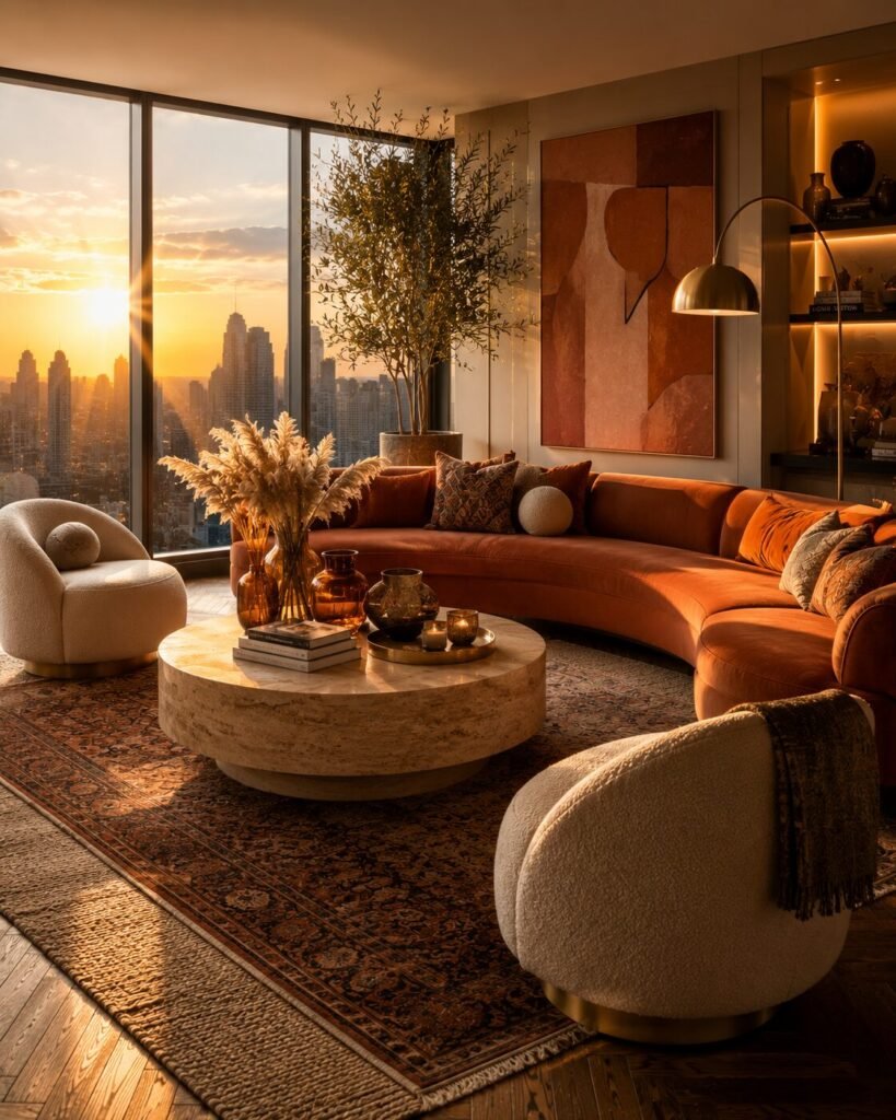 27 apartment room ideas 7 Sunset orange 27 apartment room ideas