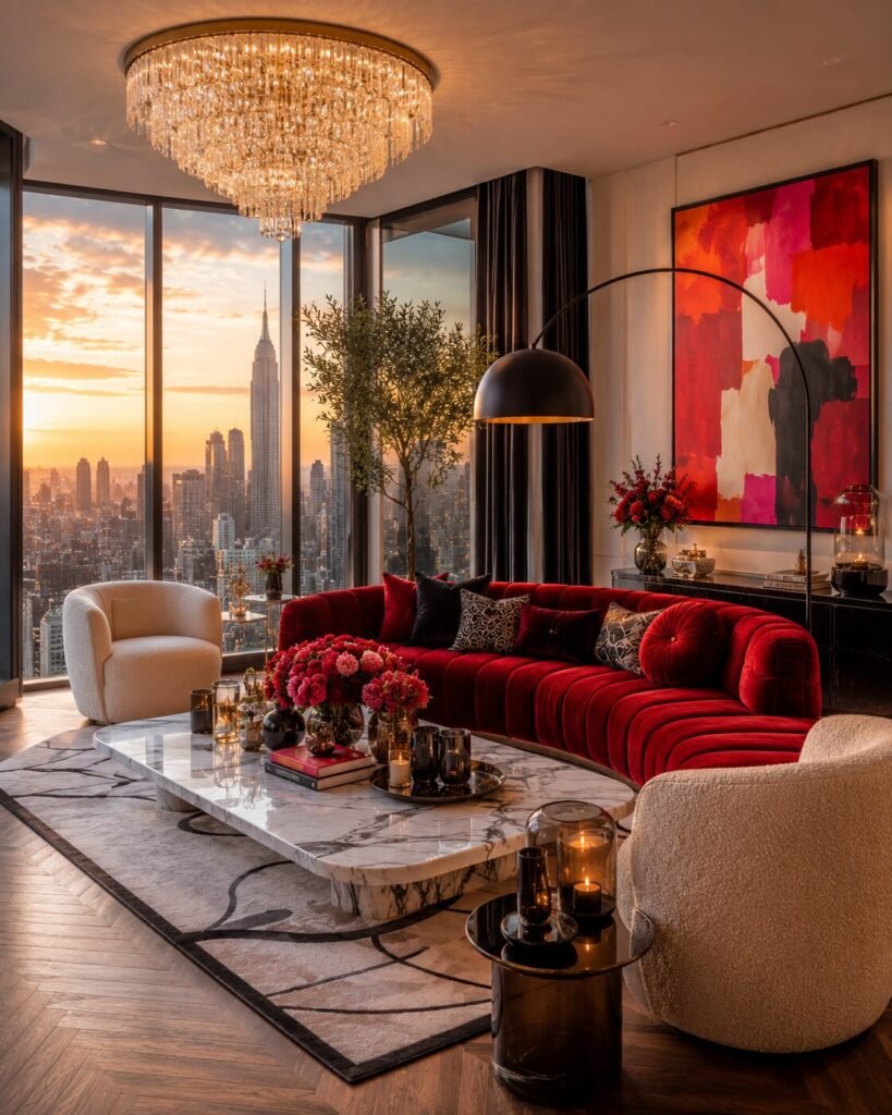 27 apartment room ideas 16 Cherry red 27 apartment room ideas