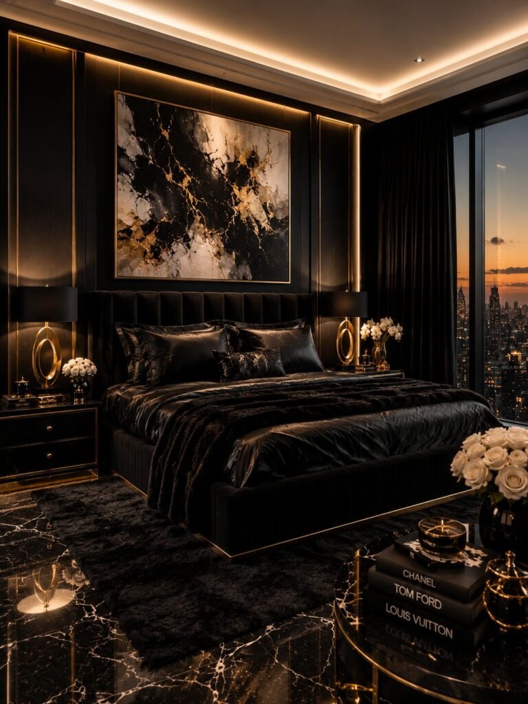 Abstract art baddie room aesthetic black