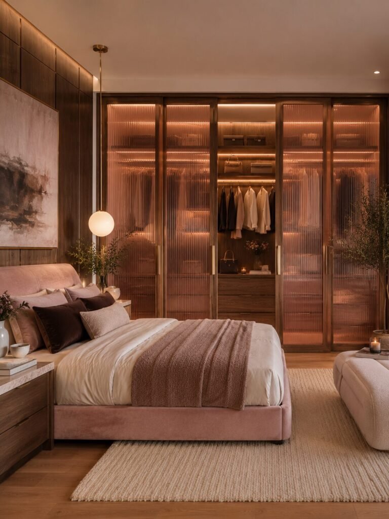 Closet pink and brown bedroom ideas