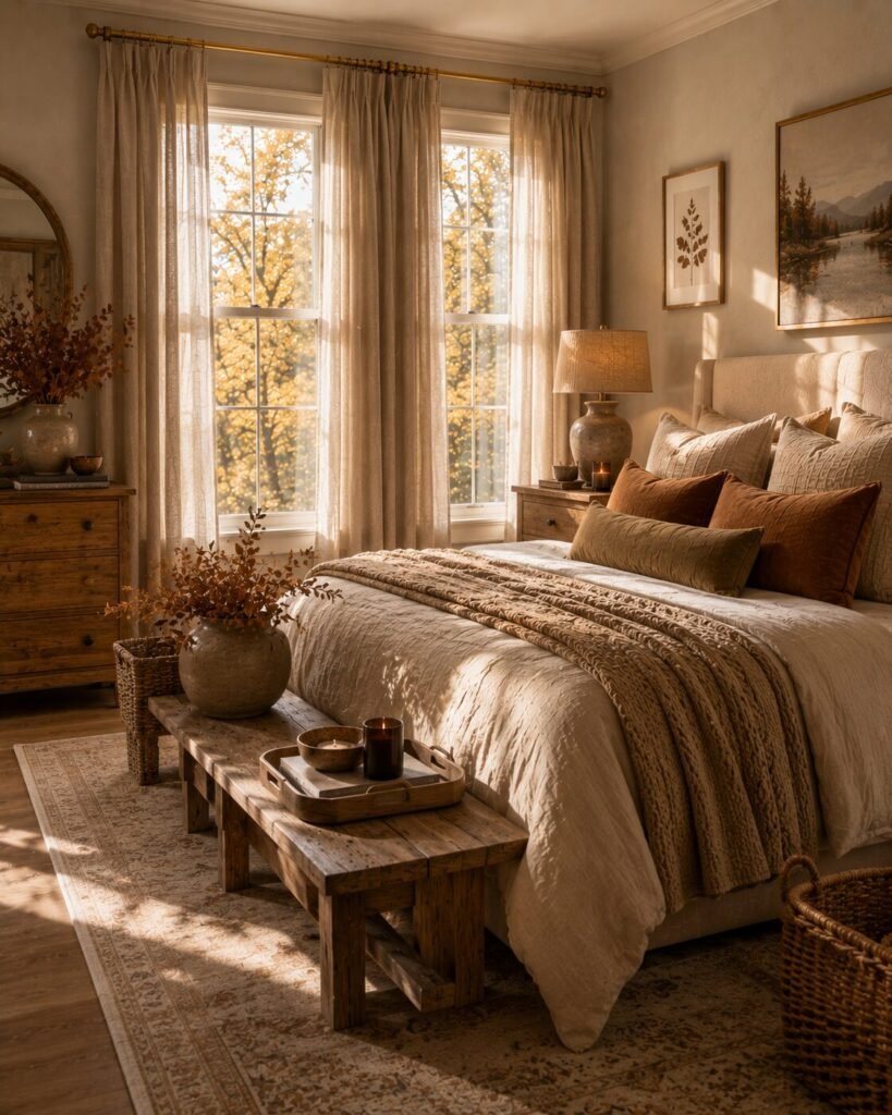 Fall bedroom decor ideas 12 Fall bedroom decor ideas with curtains