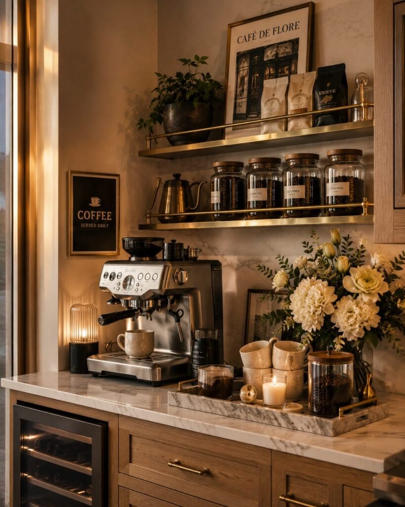 Apartment kitchen decor ideas coffee bar