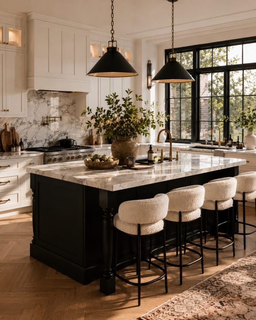 Apartment kitchen decor ideas black white