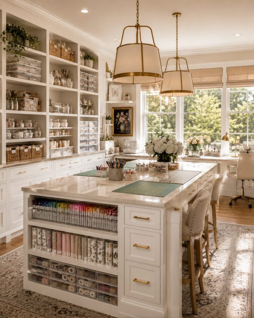 20 craft room organization ideas island