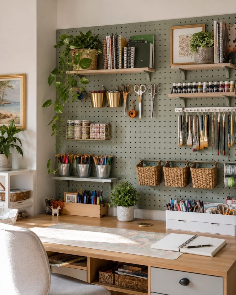 20 craft room organization ideas pegboard