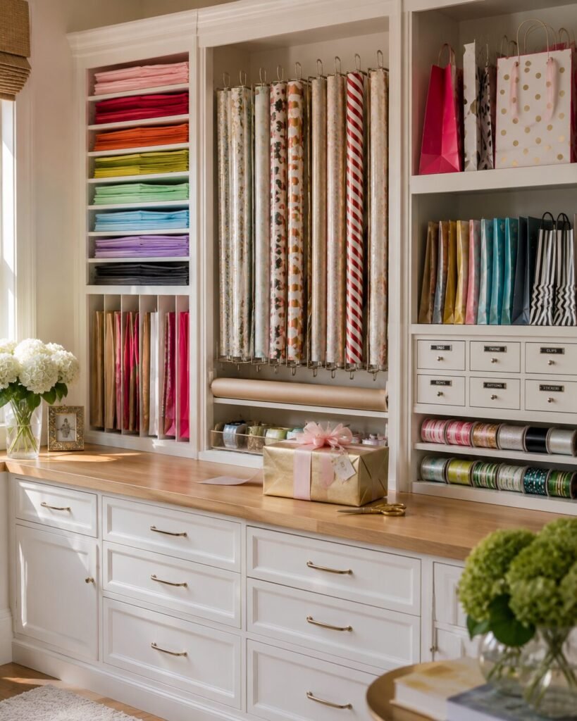 20 craft room organization ideas wrapping station
