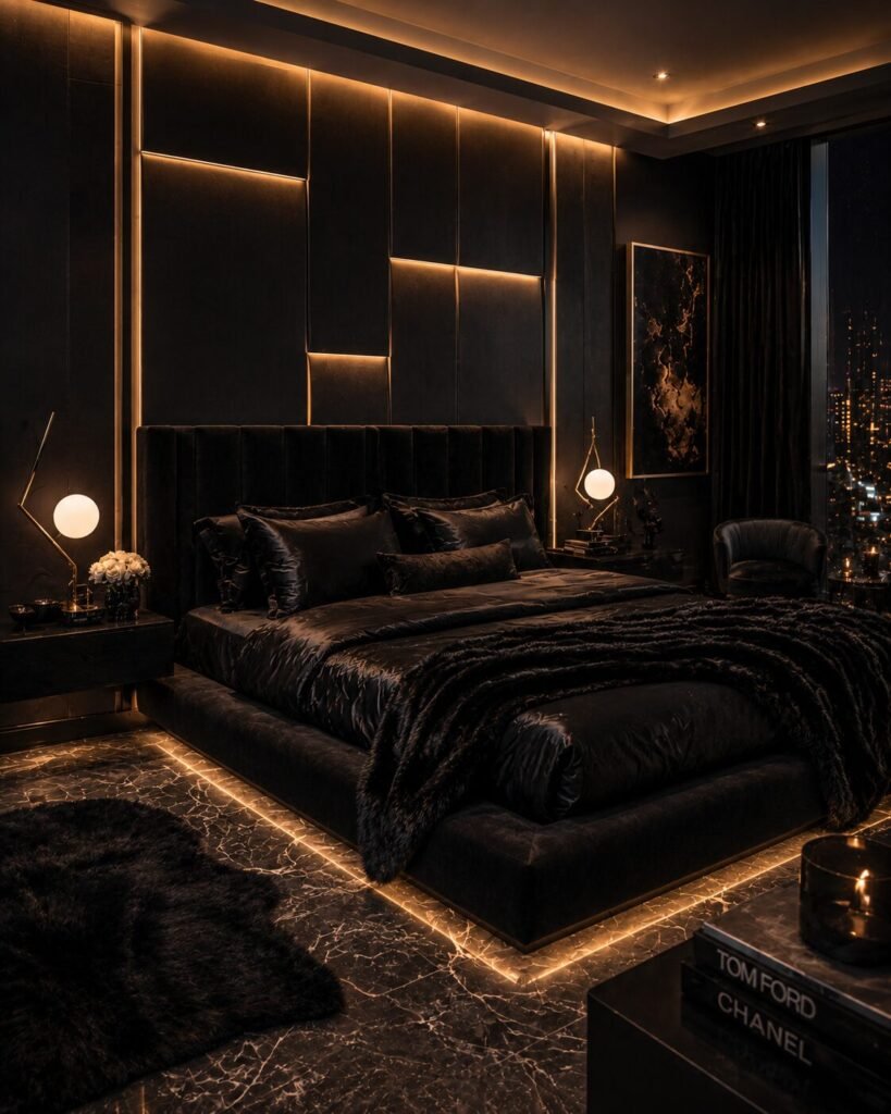 Geometric wall baddie room aesthetic black