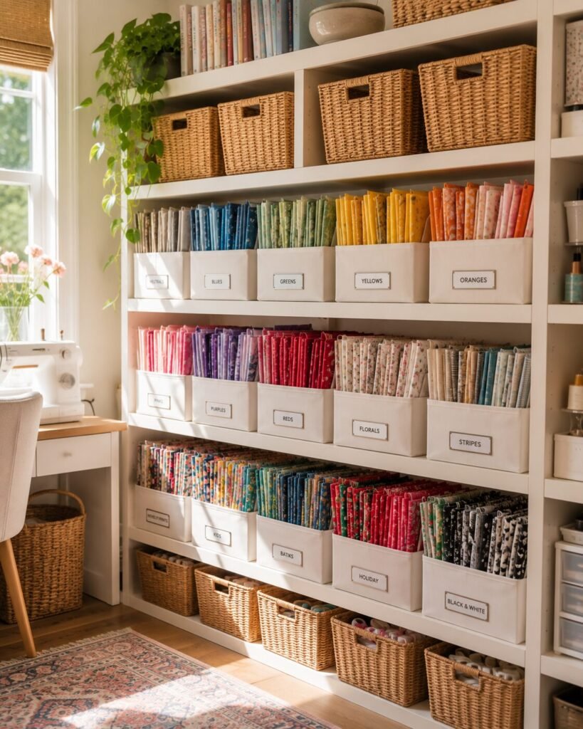 20 craft room organization ideas fabric bins