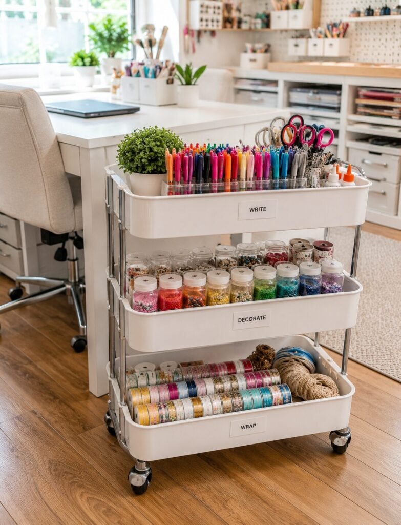 20 craft room organization ideas cart