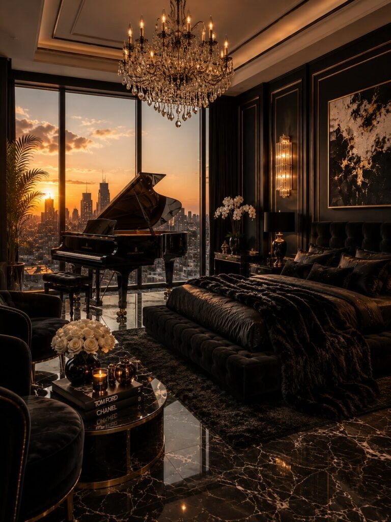 Music lounge baddie room aesthetic black