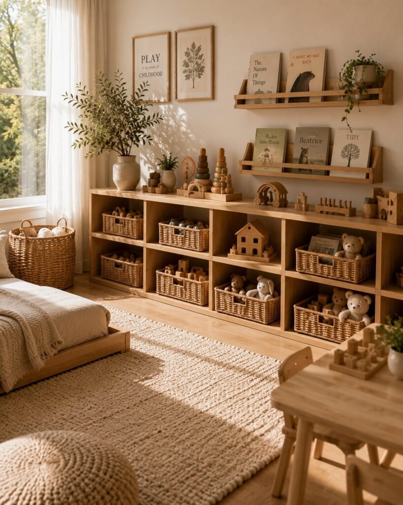 18 Montessori room ideas woven baskets