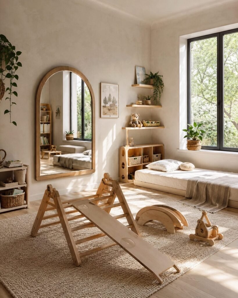 18 Montessori room ideas wall mirror