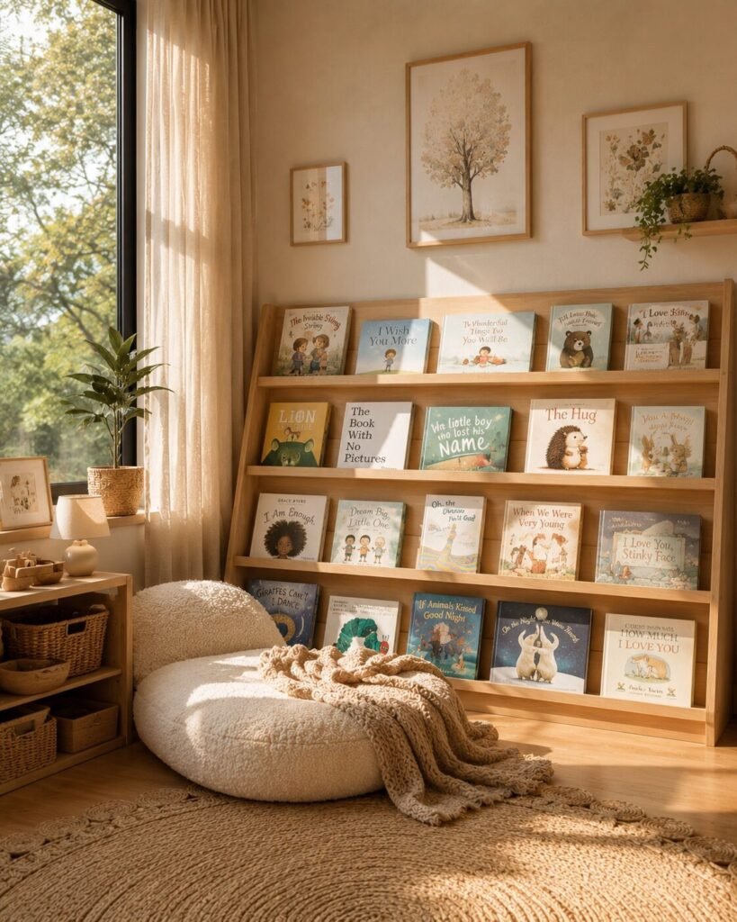 18 Montessori room ideas bookshelf